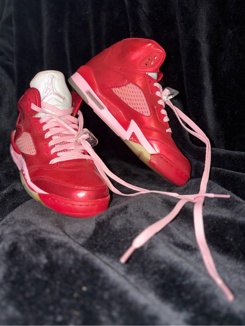 Jordan 5 Valentines day”Red and Pink Retro High-Top Sneakers SZ 6Y